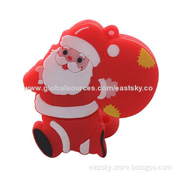 Custom Santa Claus-shaped thumb drive, made of soft PVC material, OEM orders welcome